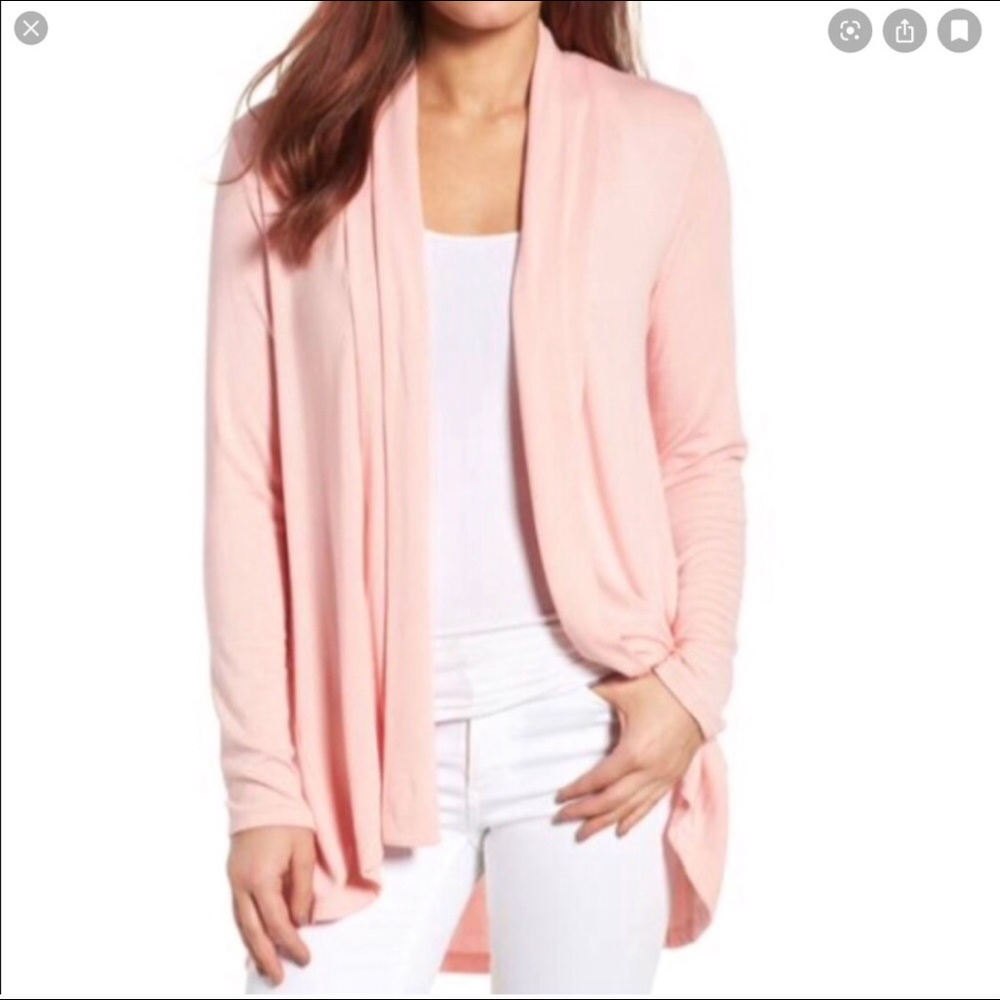 Bobeau Pink Open Drape Soft Cardigan Sweater XS